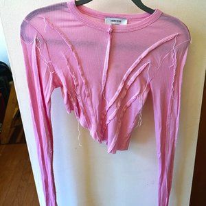 Authentic Sami Miro Vintage - Asymmetric Tee in Pink Rib - New with Tags